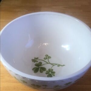 White Bowl with Green Clover Design